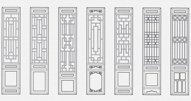 逊克常用中式仿古花窗图案隔断设计图